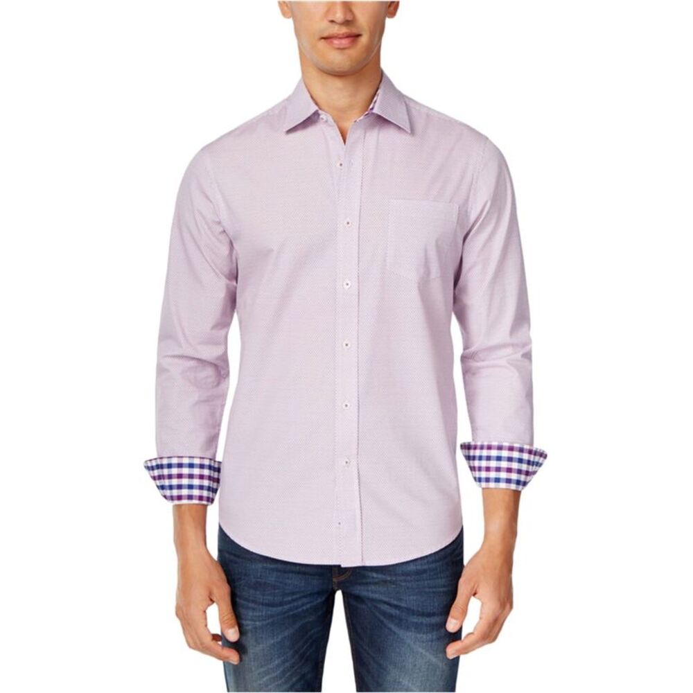 Park West Mens Diamond Long Sleeve Button Up Shirt, NWT